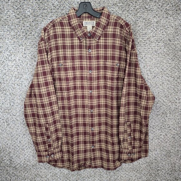 Duluth Trading Co Shirt‎ Men's 2XL XXL Red Plaid Flannel Cotton Pocket Casual - Picture 1 of 7